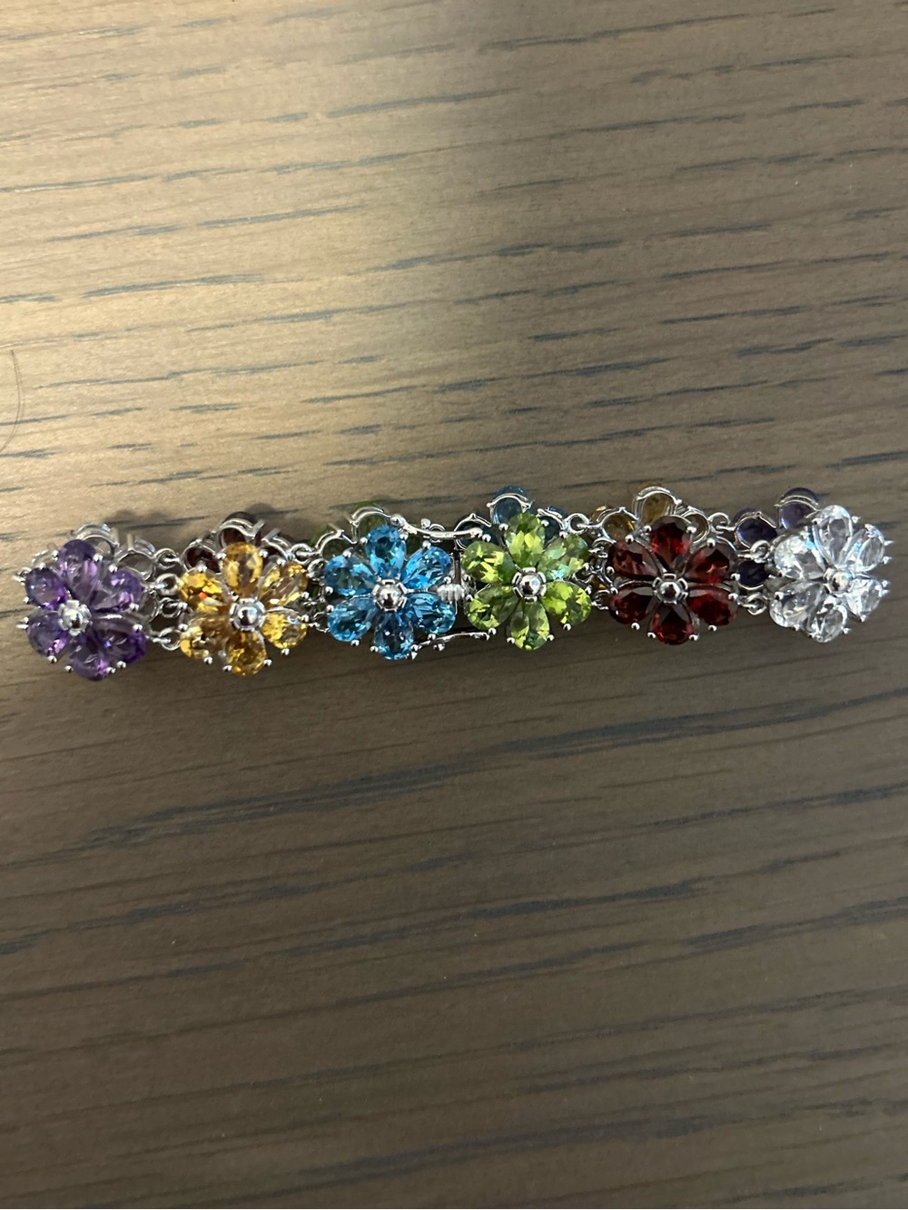 Zales Multicolor Floral Crystal Brooch - Purple, Yellow, Blue, Green, Red, Clear